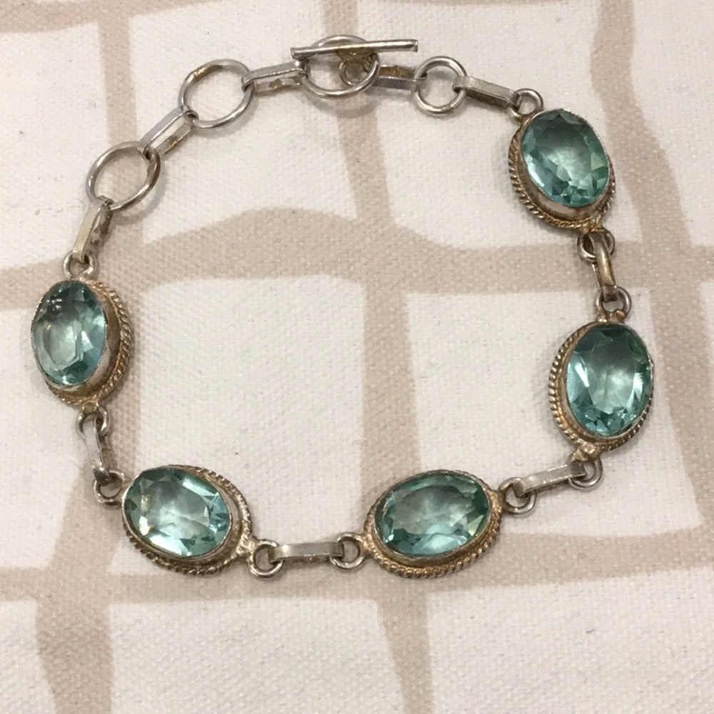 Sterling and Glass Toggle Bracelet